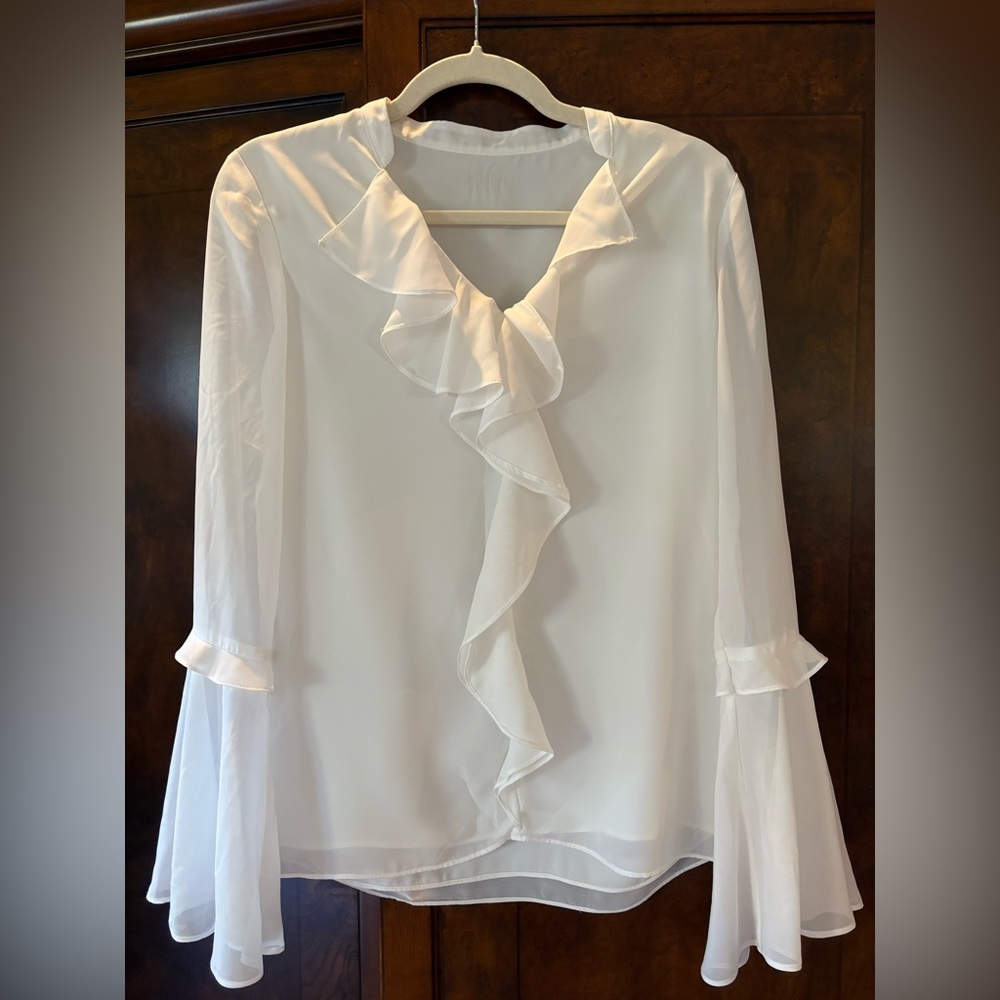 Elegant White Ruffle Blouse
